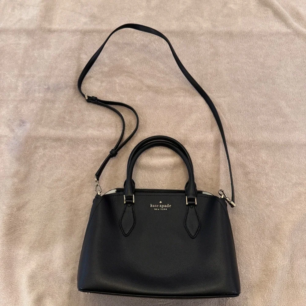 Kate Spade Darcy Satchel Crossbody Black Pebbled Leather Luxe Chic Bag Purse